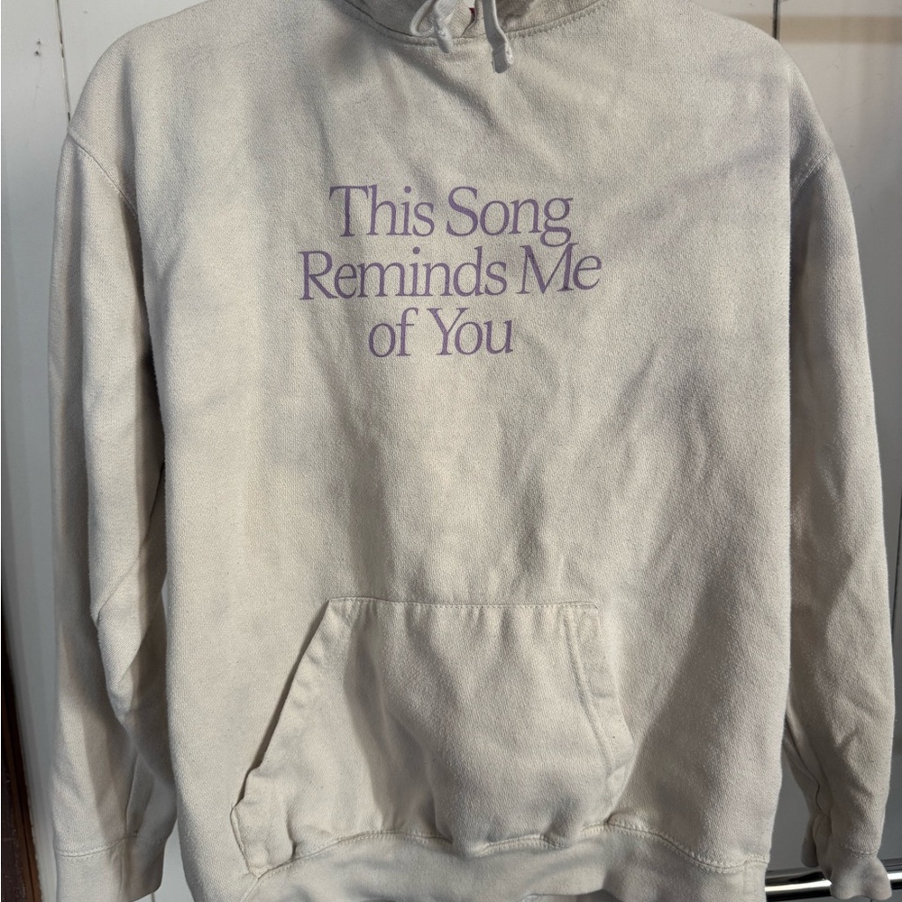 LONELY GHOST Cream Sweater with Purple Text